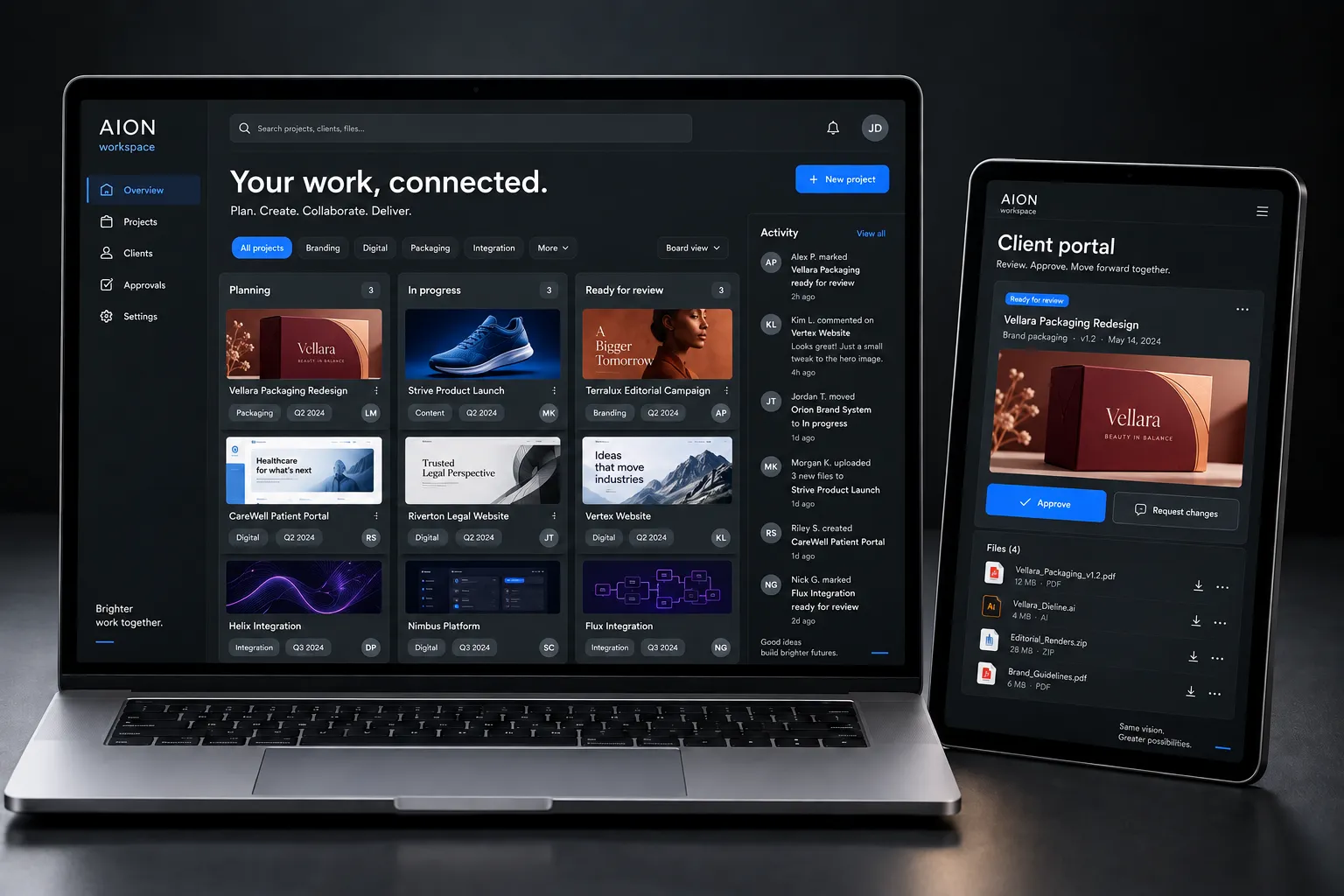Concept connected software workspace and client portal